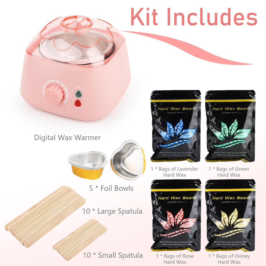 LWMTT Waxing Set 500ml Warmwachs Haarentfernung mit 400g Wax- Professionelle Wachsmaschine mit abneh