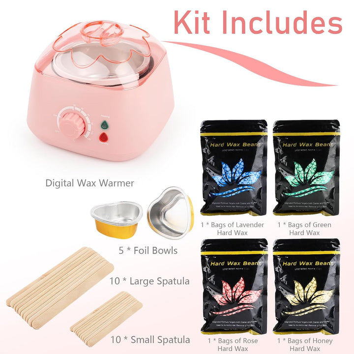 LWMTT Waxing Set 500ml Warmwachs Haarentfernung mit 400g Wax- Professionelle Wachsmaschine mit abneh