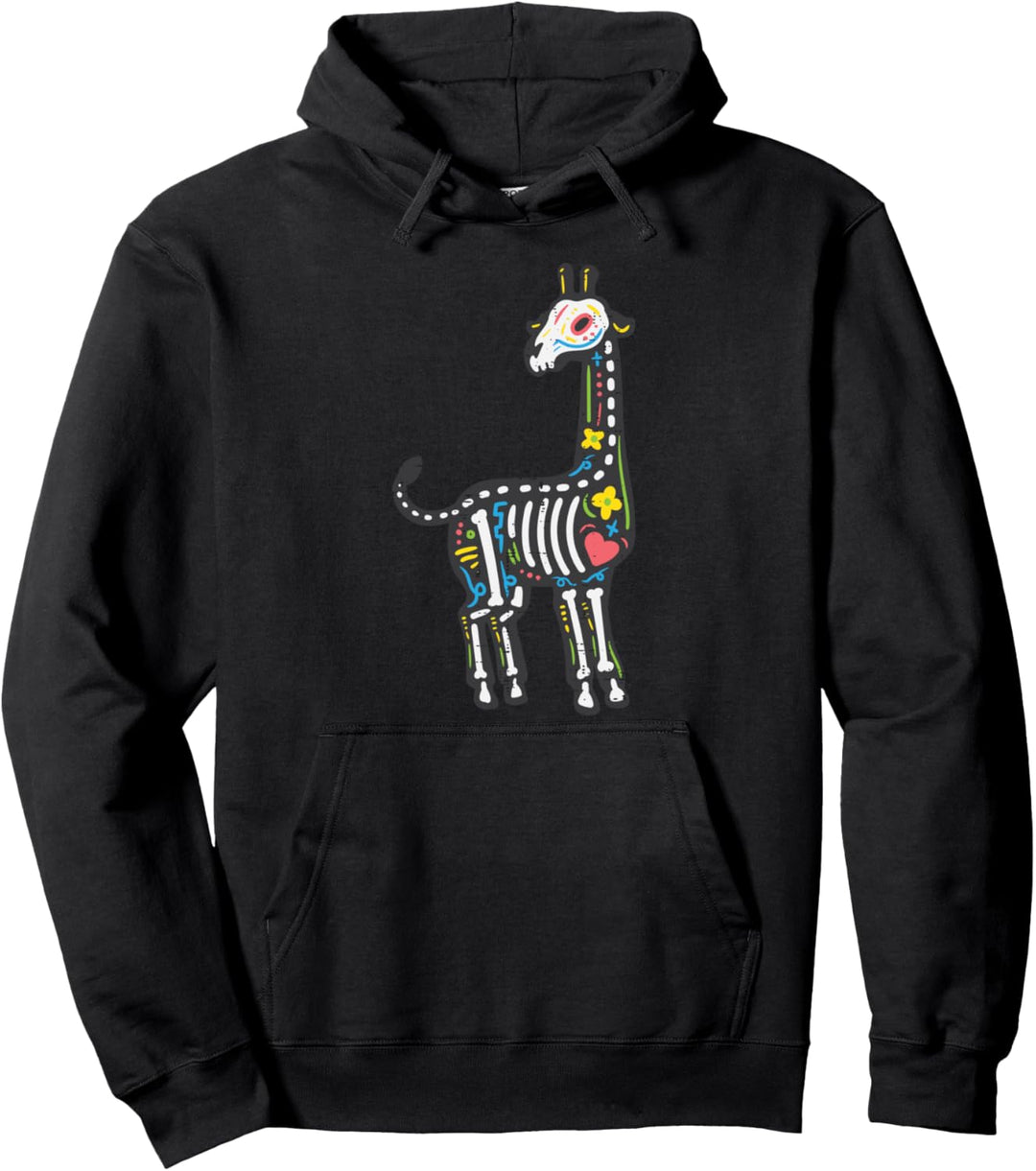 Giraffe Sugar Skull Funny Cinco De Mayo Dia De Los Muertos Pullover Hoodie