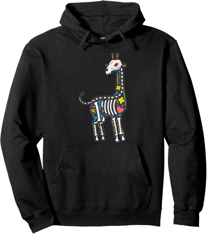 Giraffe Sugar Skull Funny Cinco De Mayo Dia De Los Muertos Pullover Hoodie