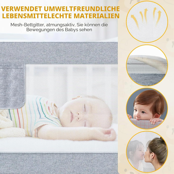 Bettgitte 180cm, Kinderbettgitter für Kinder Baby, Rausfallschutz Bett mit Vertikaler Hebe und Falls