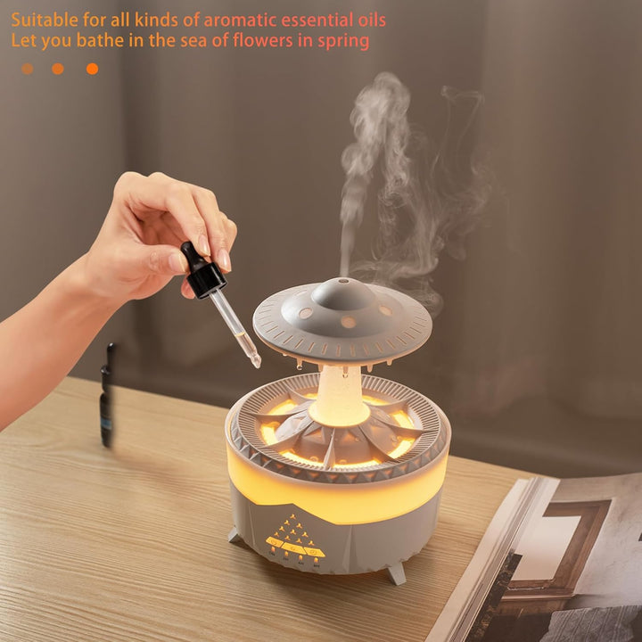 Regenwolken Luftbefeuchter und Diffusor,Luftbefeuchter mit Fernbedienung,7 Farben LED Aromatherapie