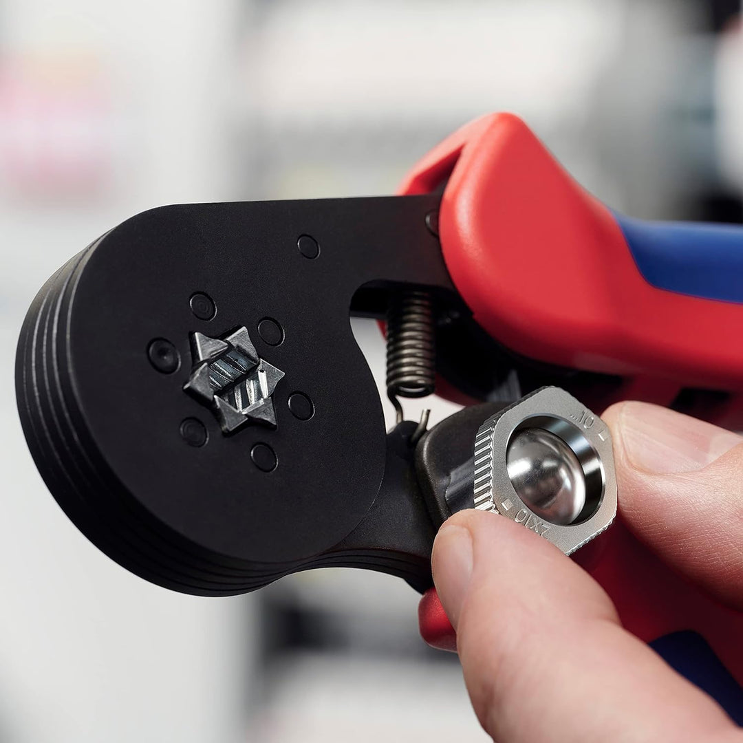 Knipex Selbsteinstellende Crimpzange für Aderendhülsen mit Seiteneinführung brüniert, mit Mehrkompon
