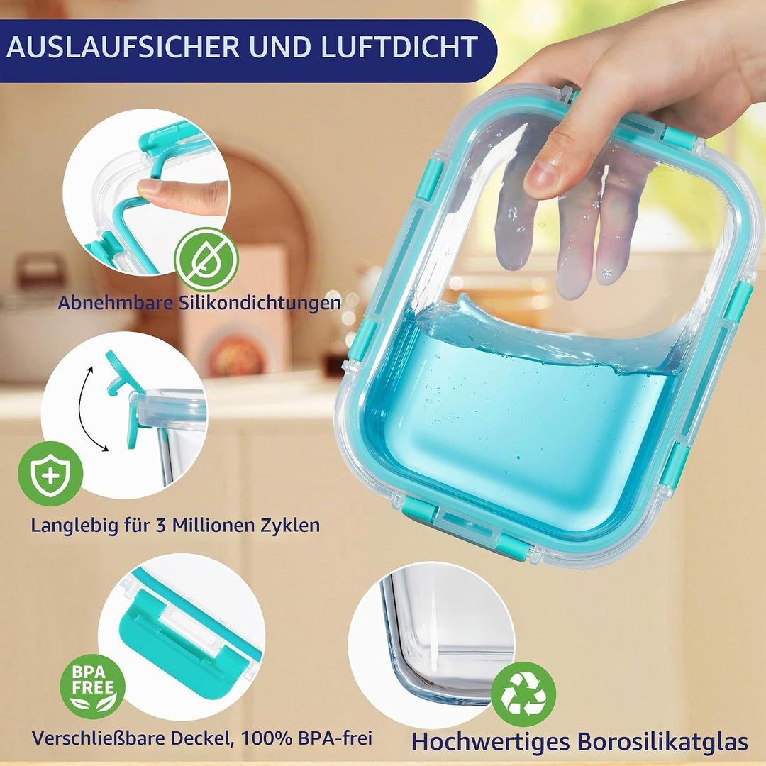 MFY 10er-Set (1040ml &amp; 400ml) Glasbehälter mit Deckel Set, Meal Prep Boxen Glas Frischhaltedosen Gla