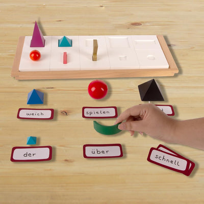 Montessori Wortartensymbole als 3D-Wortartenkörper zum Lernen der wichtigsten Wortarten