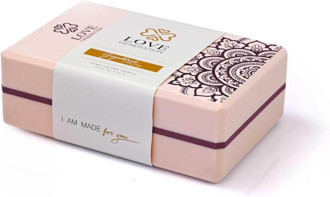 Love Generation - Yoga Block - High Density Eva - für Yoga, Fitness, Pilates und Stretching (Rosa)