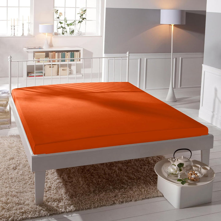 Bassetti Spannbettlaken Uni O1/893 Apricot Baumwolle/Elastan, Masse: 90cm x 190cm, 100cm x 220cm, 92