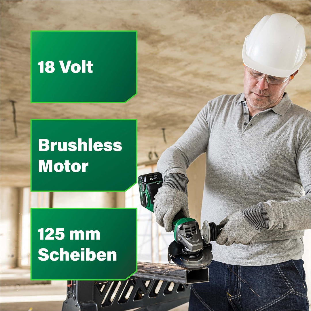 HiKOKI Akku-Winkelschleifer G1813DA (18V, 125mm, Brushless, Soft-Start, Zubehör)