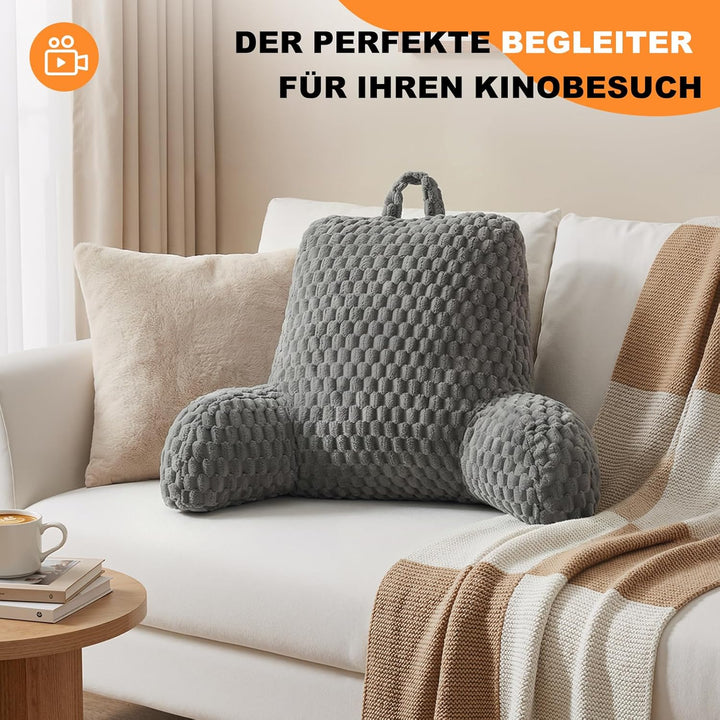 Generisch Lesekissen für Bett und Sofa, Rückenstützkissen mit abnehmbarem Waschbarem Plüsch Bezug- B