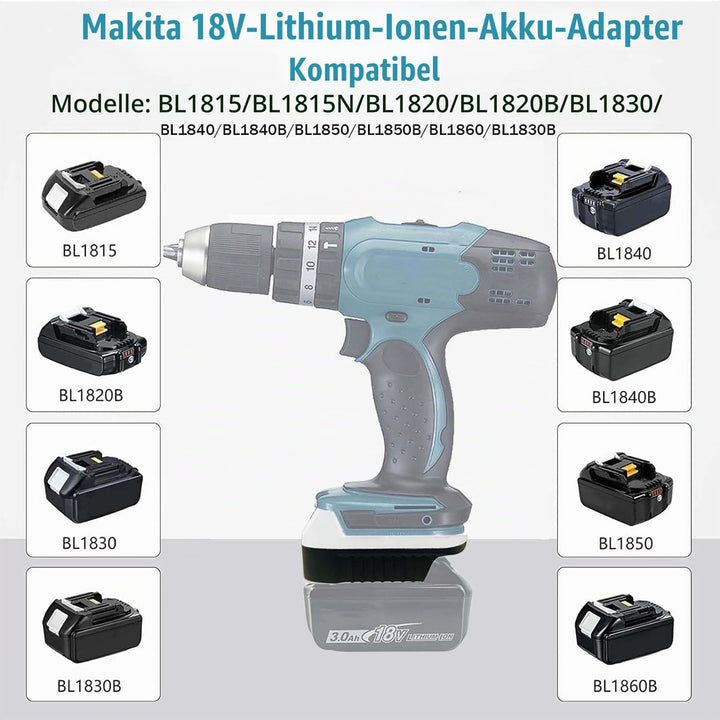 MAKB18G Akku Adapter für Makita 18V LXT Batterie BL1815 BL1820 BL1830 BL1840B, als Ersatz für den Ak