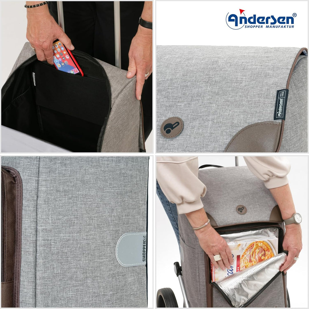ANDERSEN Einkaufstrolley - Komfort Shopper Holk grau | mit Sitz, klappbar, aus Stahl, bis 50 kg - Ta