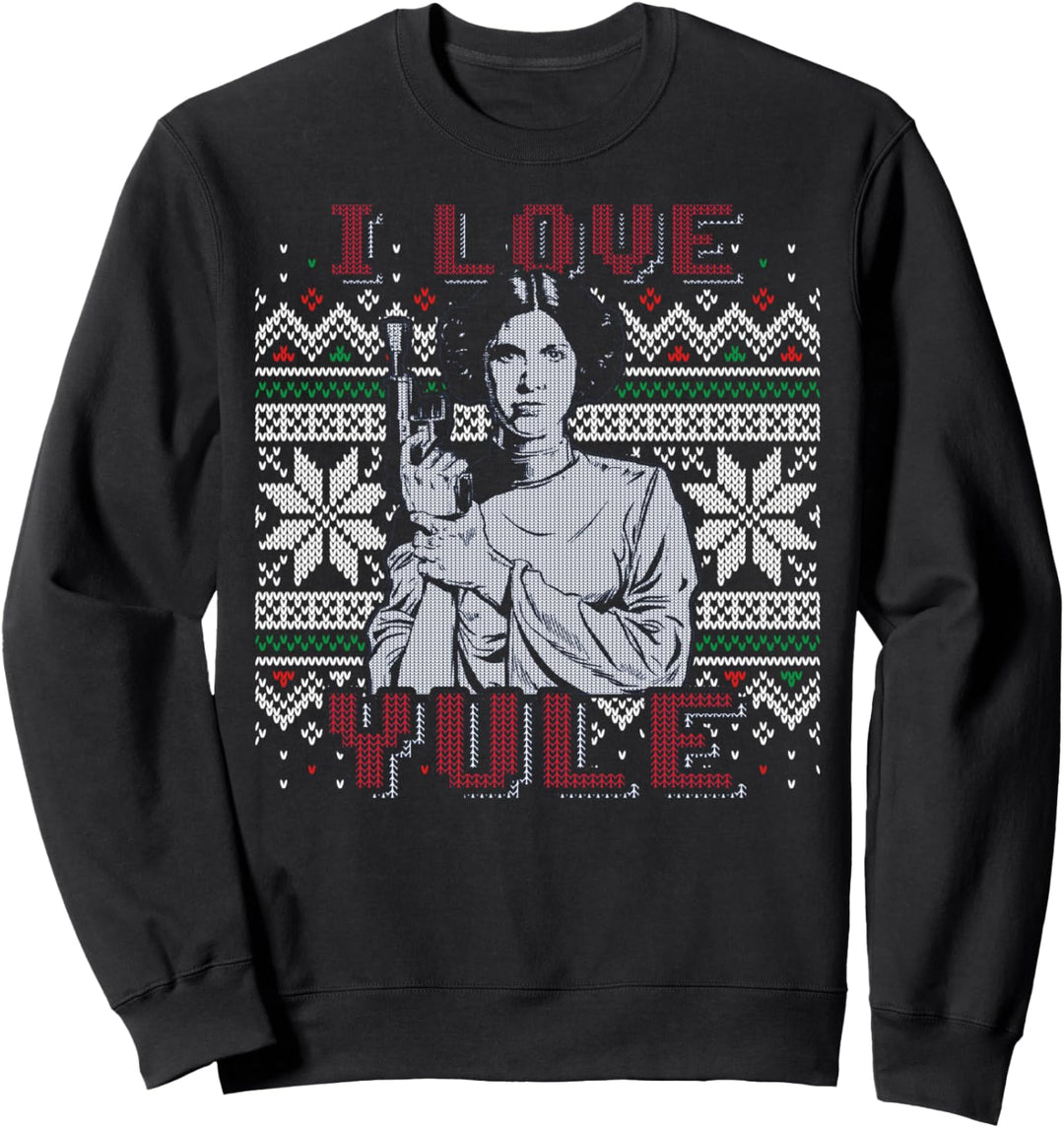 Star Wars Princess Leia I Love Yule Holiday Pun Text Sweatshirt