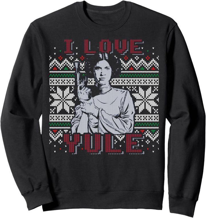 Star Wars Princess Leia I Love Yule Holiday Pun Text Sweatshirt