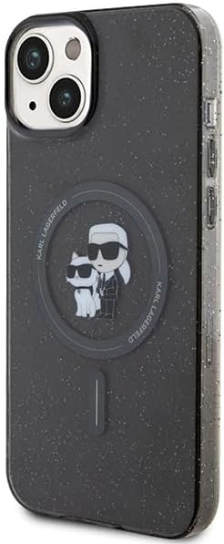 Karl Lagerfeld KLHMP15SHGKCNOK Hülle für iPhone 15 6.1" Schwarz hardcase Karl&Choupette Glitter