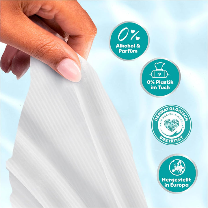Pampers 99% Water Baby-Feuchttücher, 18 Packungen mit 60 Feuchttüchern = 1080 Baby-Feuchttücher, lei