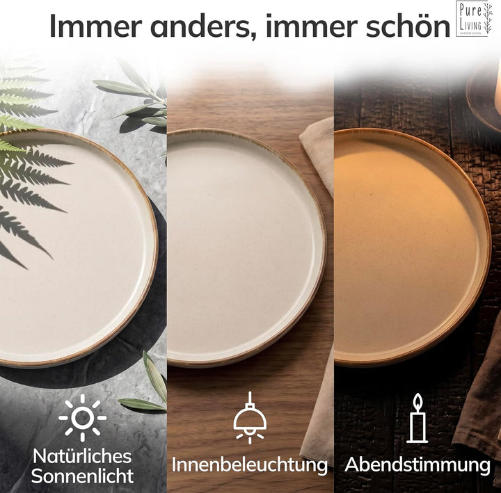 Steingut Suppenteller 6 Pers. Rustic Hochwertiges Landhausstil TEST SEHR GUT Tiefe Teller Set - Krat