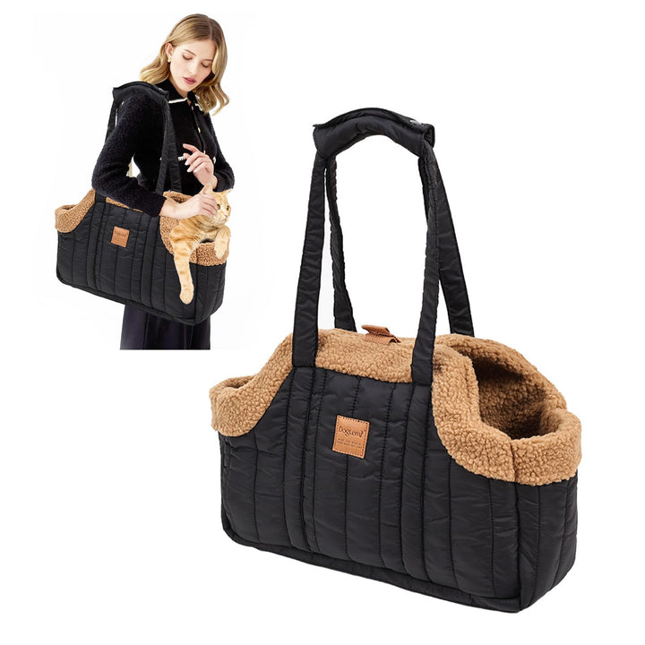 PETCUTE Tragetasche Hund und Katzen,Faltbare Warm Hundetragetasche Schultertasche mit Sicherheitshak