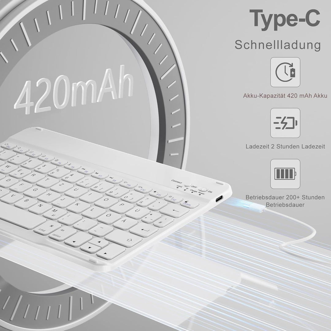 Tastatur Hülle für iPad 10.2 Zoll (9/8/ 7 Generation - 2021/2020/2019), Schutzhülle mit TPU Rückscha