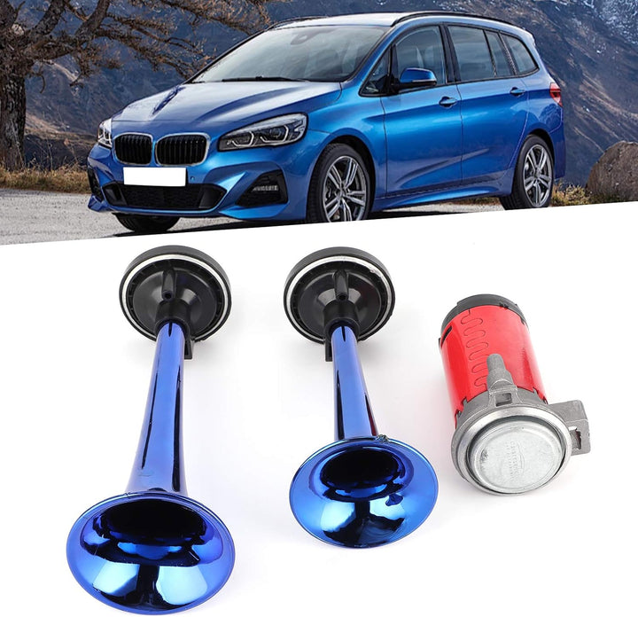 KIMISS 12V 178dB Air Horn Lauter Klang Doppeltrompete mit Luftkompressor für Auto, Motorrad, Boot, L