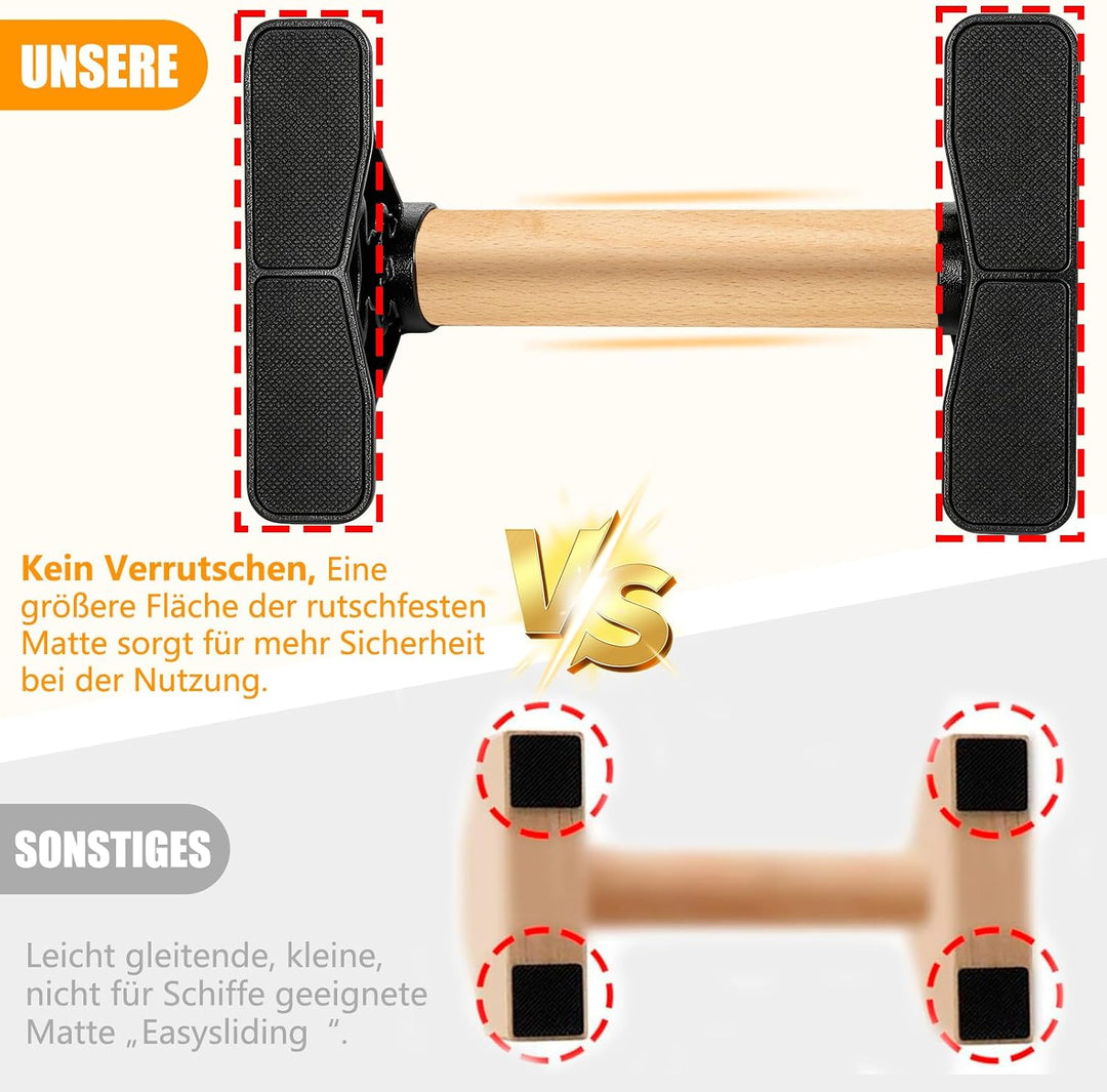 Liegestützgriffe Mit Holz Griff und Metallgestell | Rutschfeste Calisthenics Handstandstange, Lieges