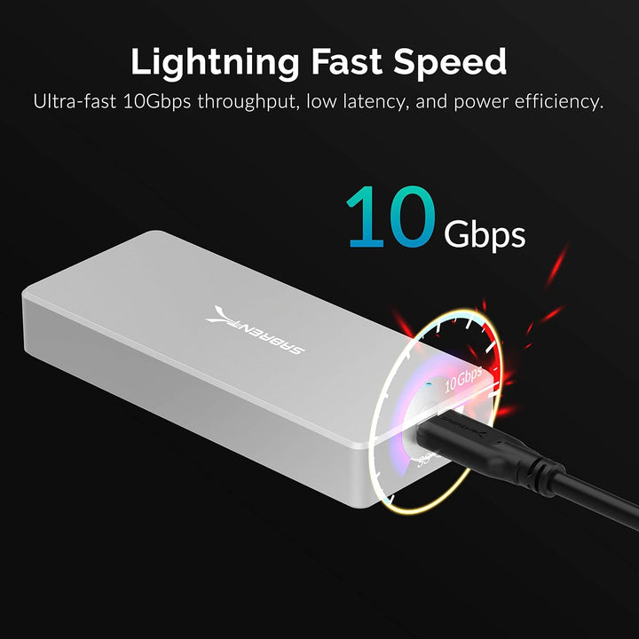 SABRENT NVMe Gehäuse, m2 SSD Adapter 10Gbps (M-Key) Robustes wasserdichtes [IP67], Werkzeuglos (EC-W