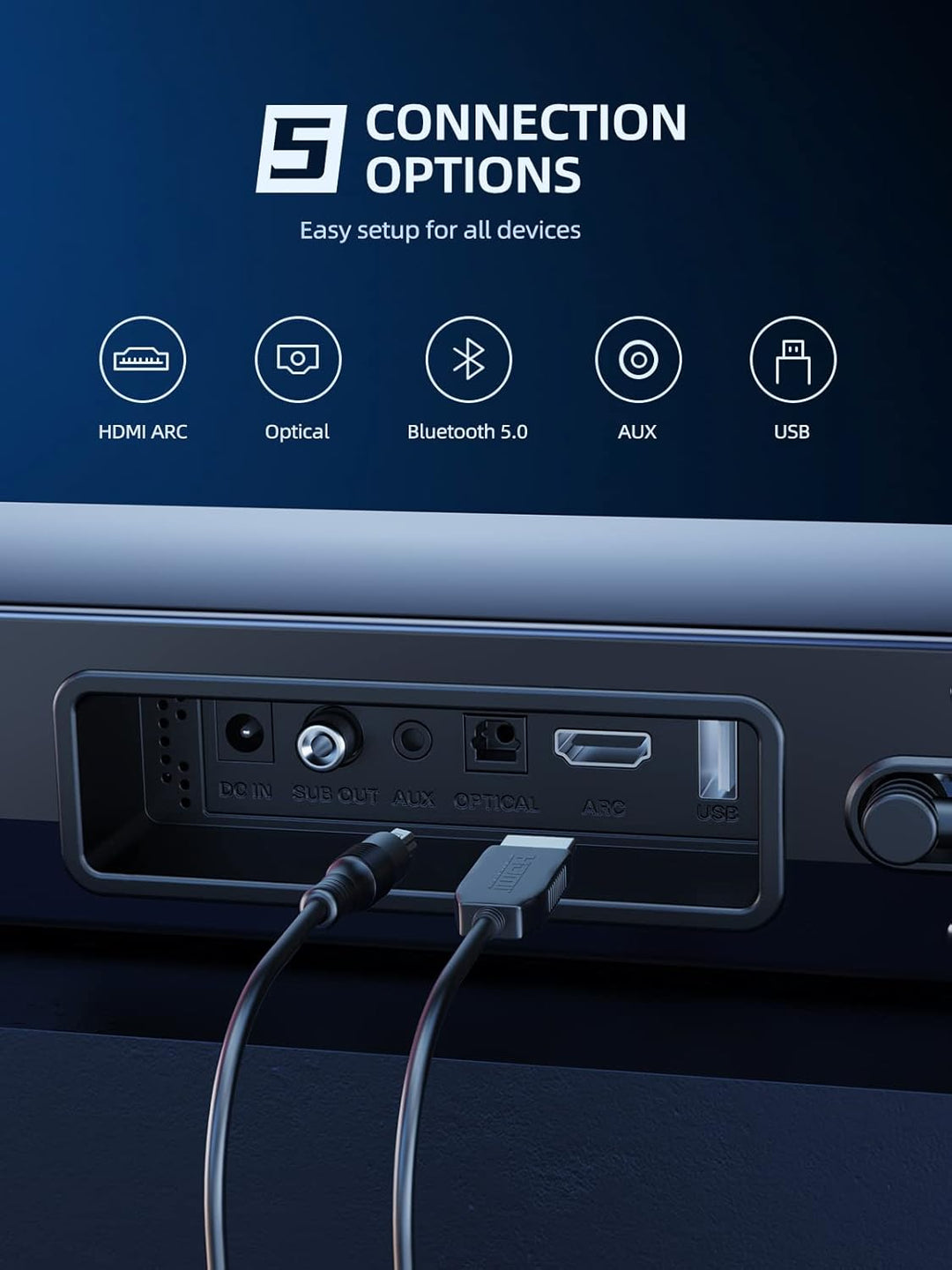 MEREDO 180W 2.1 Soundbar 2-in-1 Abnehmbare Soundbar für tv geräte mit 5,25'' Subwoofer unterstützt A