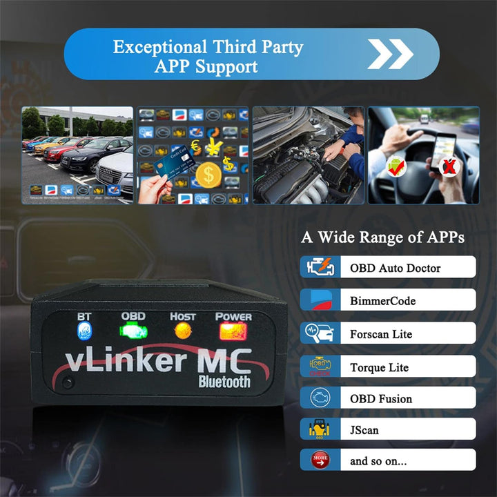 vLinker MC Mini Bluetooth OBD II Scanner Adapter Auto Diagnose Scan Tool und Codeleser für Android (