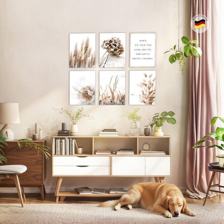 Novart Wandbilder Set - KOMPLETT AUFHÄNGFERTIG - Made in Germany - Moderne Bilder Boho Wohnzimmer Sc