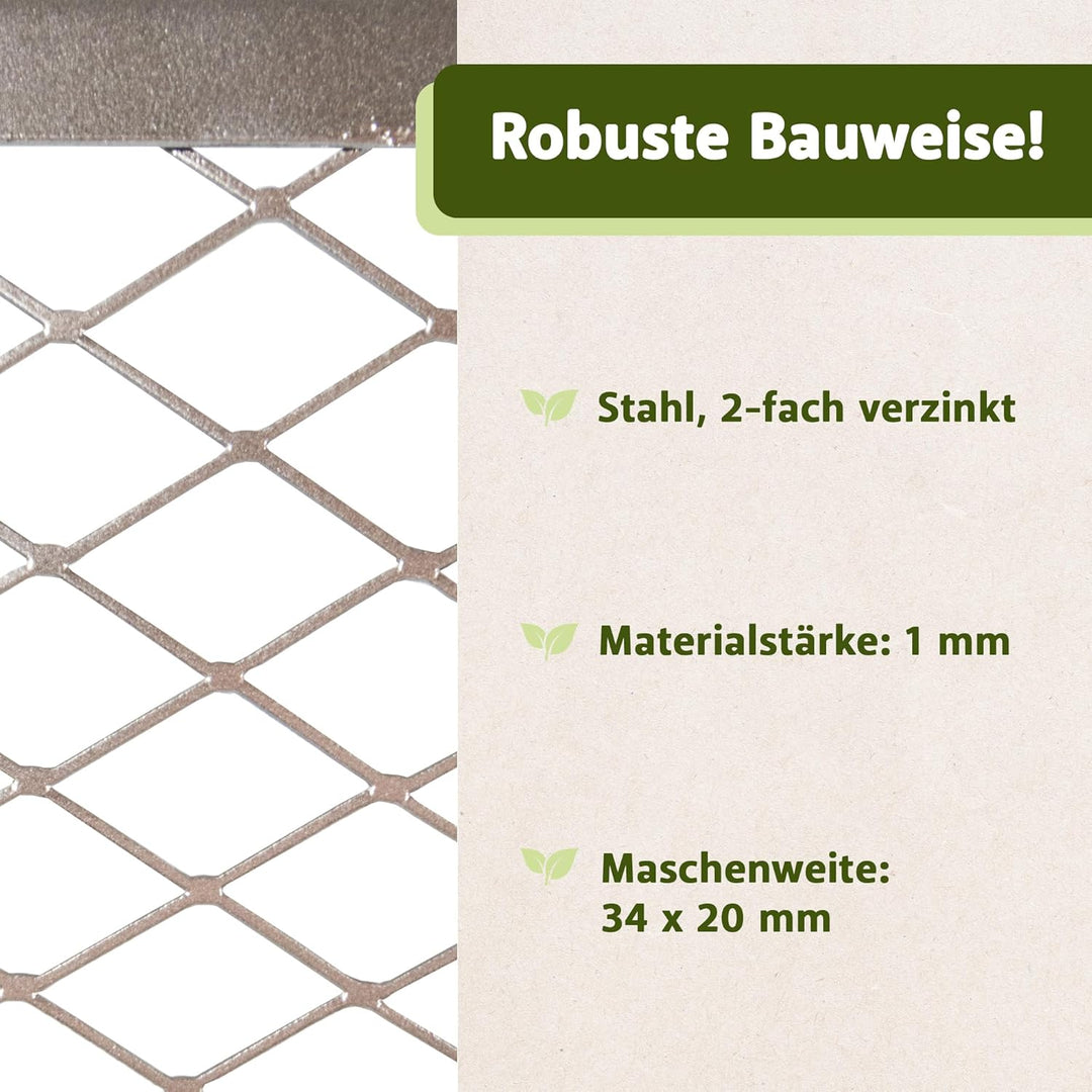 NATIV Garten Komposter 80x80x70 cm mit Bodengitter, Metallkomposter mit 448 Liter Volumen, Drahtkomp