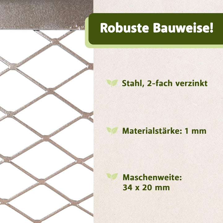 NATIV Garten Komposter 80x80x70 cm mit Bodengitter, Metallkomposter mit 448 Liter Volumen, Drahtkomp