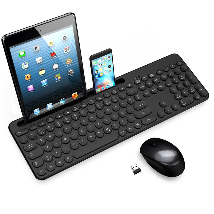 LeadsaiL Tastatur Maus Sets Kabellos,Ergonomische,Funk PC in Standardgrösse,Deutsch QWERTZ-Layout, L