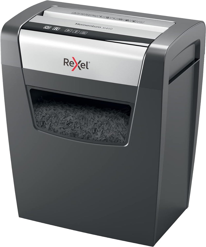 Rexel Aktenvernichter Momentum X410, Partikelschnitt, 11-10 Blatt A4 (70-80 g/m²) Kapazität, Sicherh