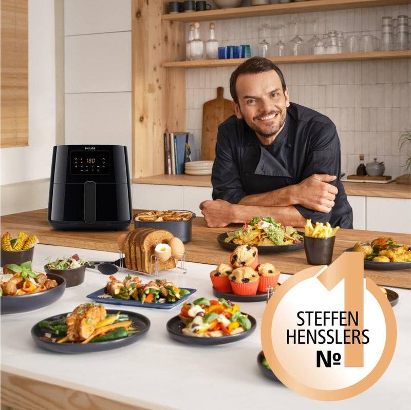 Philips Essential Airfryer XL - 6.2L, Fritteuse ohne Öl, Rapid Air Heisslufttechnologie, Touchscreen