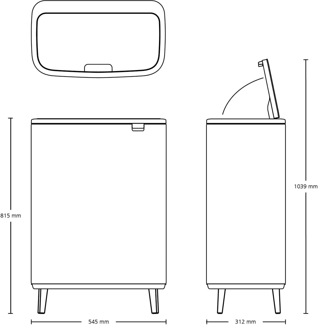 Brabantia Bo Touch Bin Hi, Matt Steel, Fingerprint Proof, 60L 1 Inneneimer (60L) Matt Steel Fingerpr