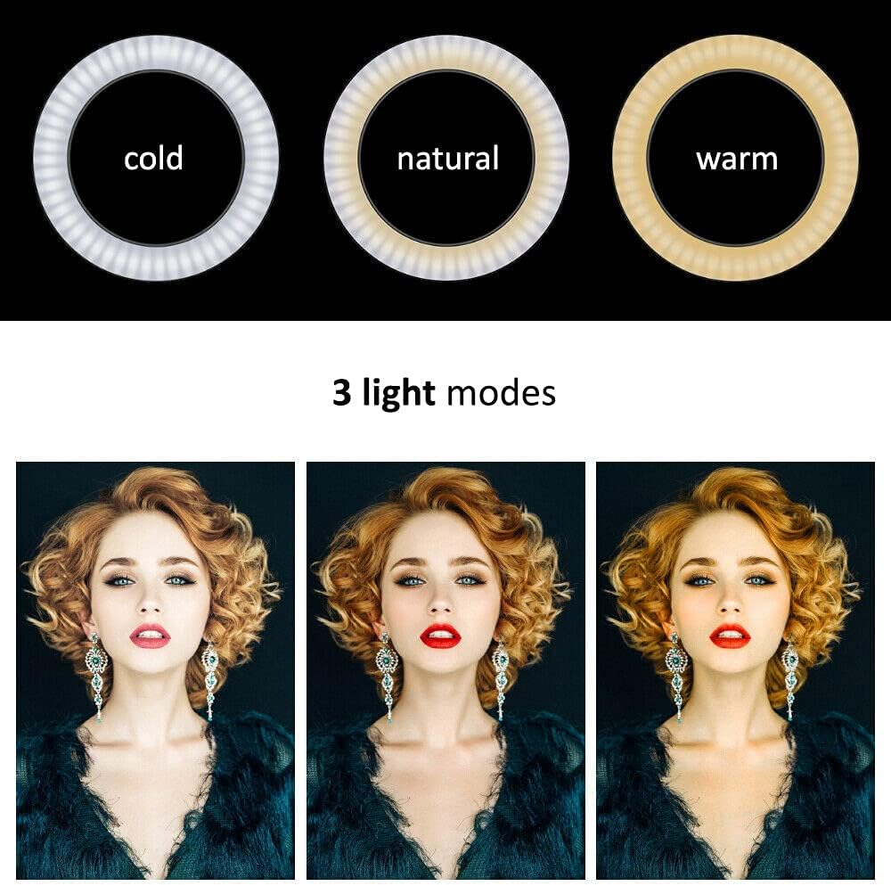 Maclean MCE610 10" 12W LED Ringlicht mit Stativständer und Bluetooth-Auslöser 3 Farben 10 Helligkeit