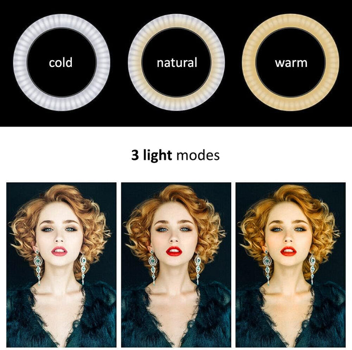 Maclean MCE610 10" 12W LED Ringlicht mit Stativständer und Bluetooth-Auslöser 3 Farben 10 Helligkeit