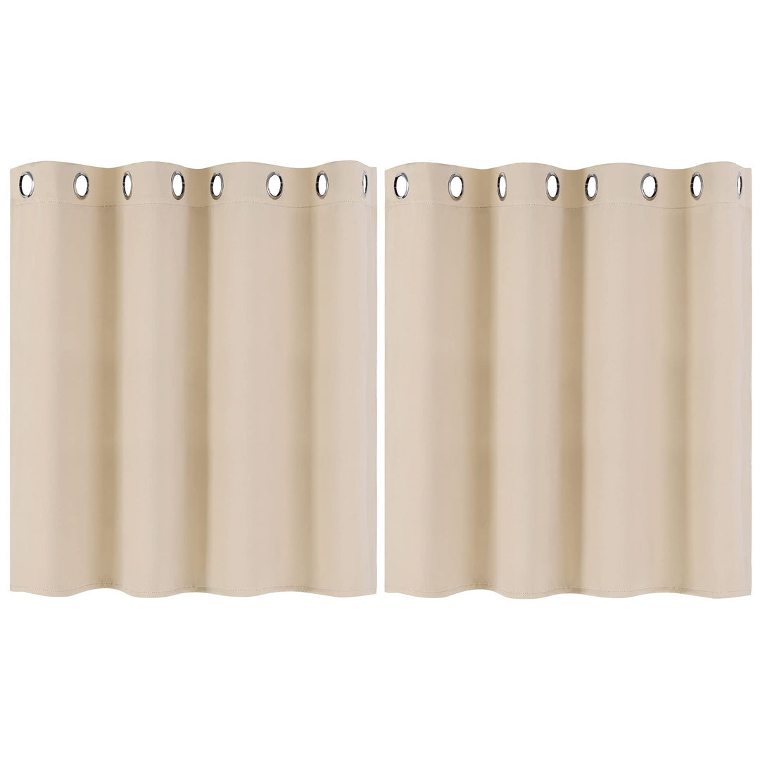PiccoCasa 2er Set Gardine für Küche Polyester Scheibengardine Kurzgardine Blickdicht Kleine Gardine
