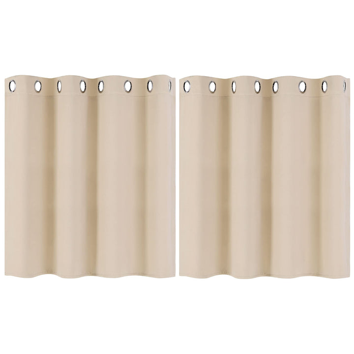 PiccoCasa 2er Set Gardine für Küche Polyester Scheibengardine Kurzgardine Blickdicht Kleine Gardine