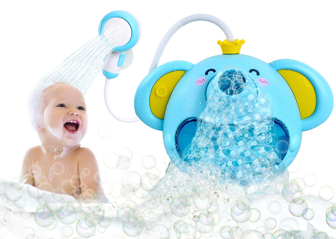 SPITZER TOYS Schaum-Elefant mit Babydusche, Badespielzeug mit Seifenblasen &amp; Musik, Badewannenspielz