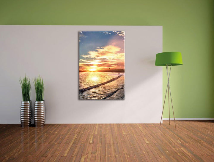 Los Angeles Beach, Format: 100x70 auf Leinwand, XXL riesige Bilder fertig gerahmt mit Keilrahmen, Ku