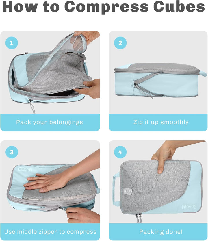 Hynes Eagle Koffer Organizer Packing Cubes Compression 6 Stück, Wasserdicht Packwürfel Organizer Set