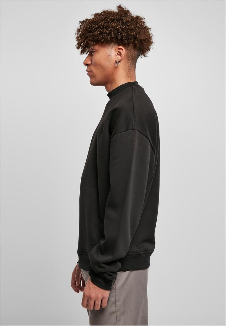 Urban Classics Herren Pullover mit hohem Rippkragen, weites Mock Neck Sweatshirt, überschnittene Sch