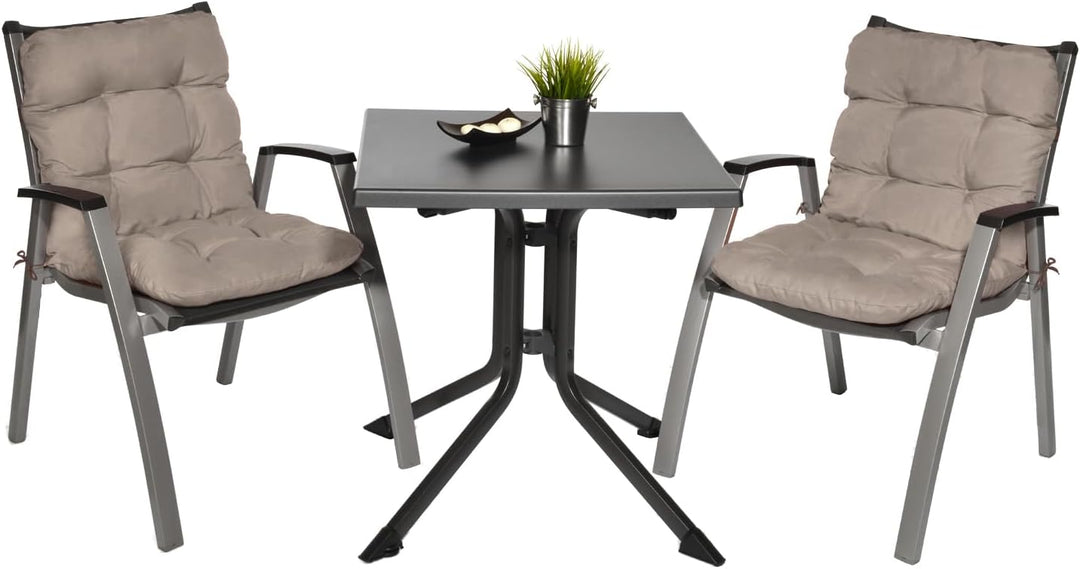 Beautissu 4er Set Niedriglehner Auflagen Set Stuhlauflage für Gartenstühle | 100x50x8cm Taupe Sitzki