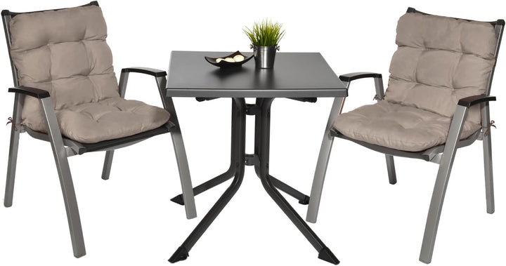 Beautissu 4er Set Niedriglehner Auflagen Set Stuhlauflage für Gartenstühle | 100x50x8cm Taupe Sitzki