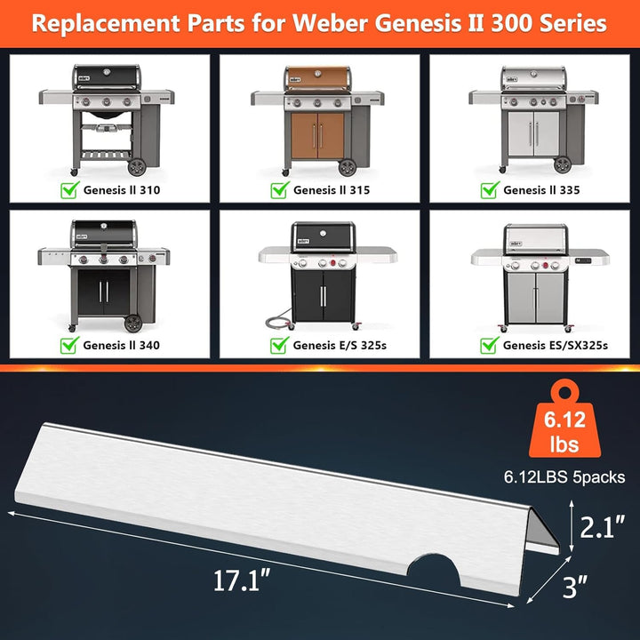 QuliMetal Aromaschienen für Weber Genesis II und Genesis II LX 300 Serie ab 2017, 43,4 cm, 17GA, pas