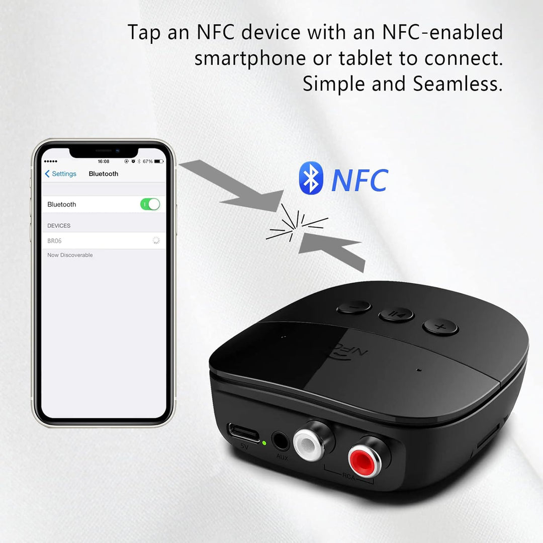 eppfun Bluetooth 5.2 Audio Adapter, Bluetooth Empfänger Receiver für Stereoanlage mit 3.5mm AUX Klin