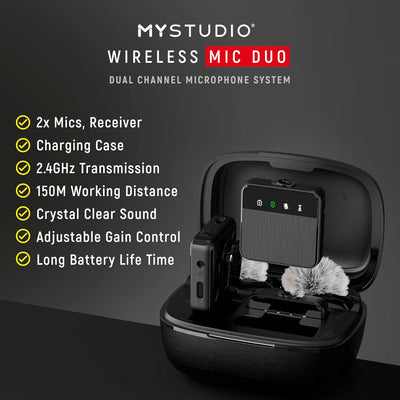 MyStudio Wireless MIC Duo • Mikrofon-Set mit Zwei Lavalier-Ansteckmikrofonen • Schnurlos • Für Zwei