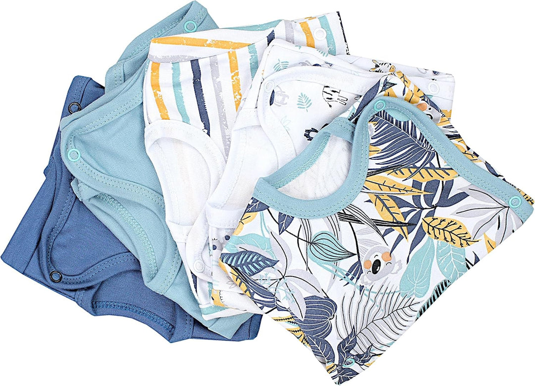 TupTam Baby Body Kurzarm Jungen – Wickelbody Kurzarm aus Baumwolle im 5er Set – OEKO-TEX Zertifizier
