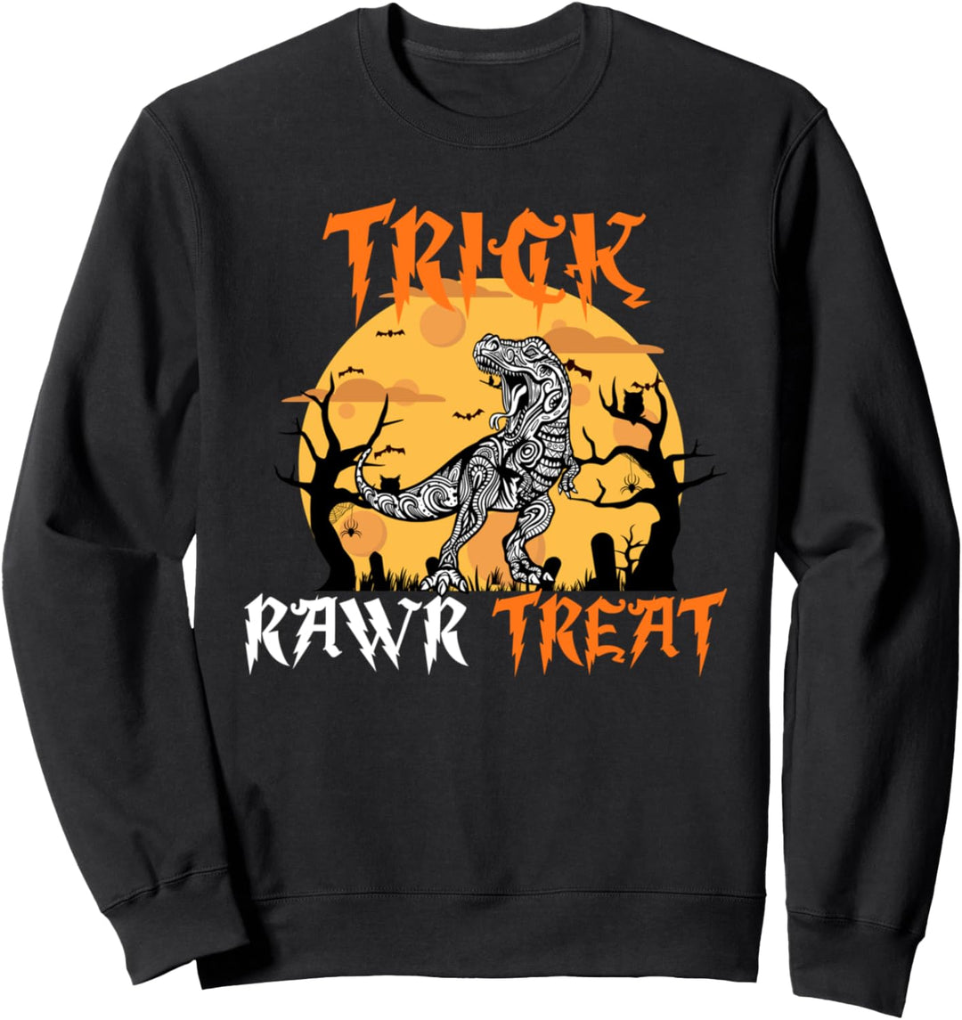 Süsses oder Saures Zombie-Dinosaurier-Vollmond-Katzenhexe Sweatshirt