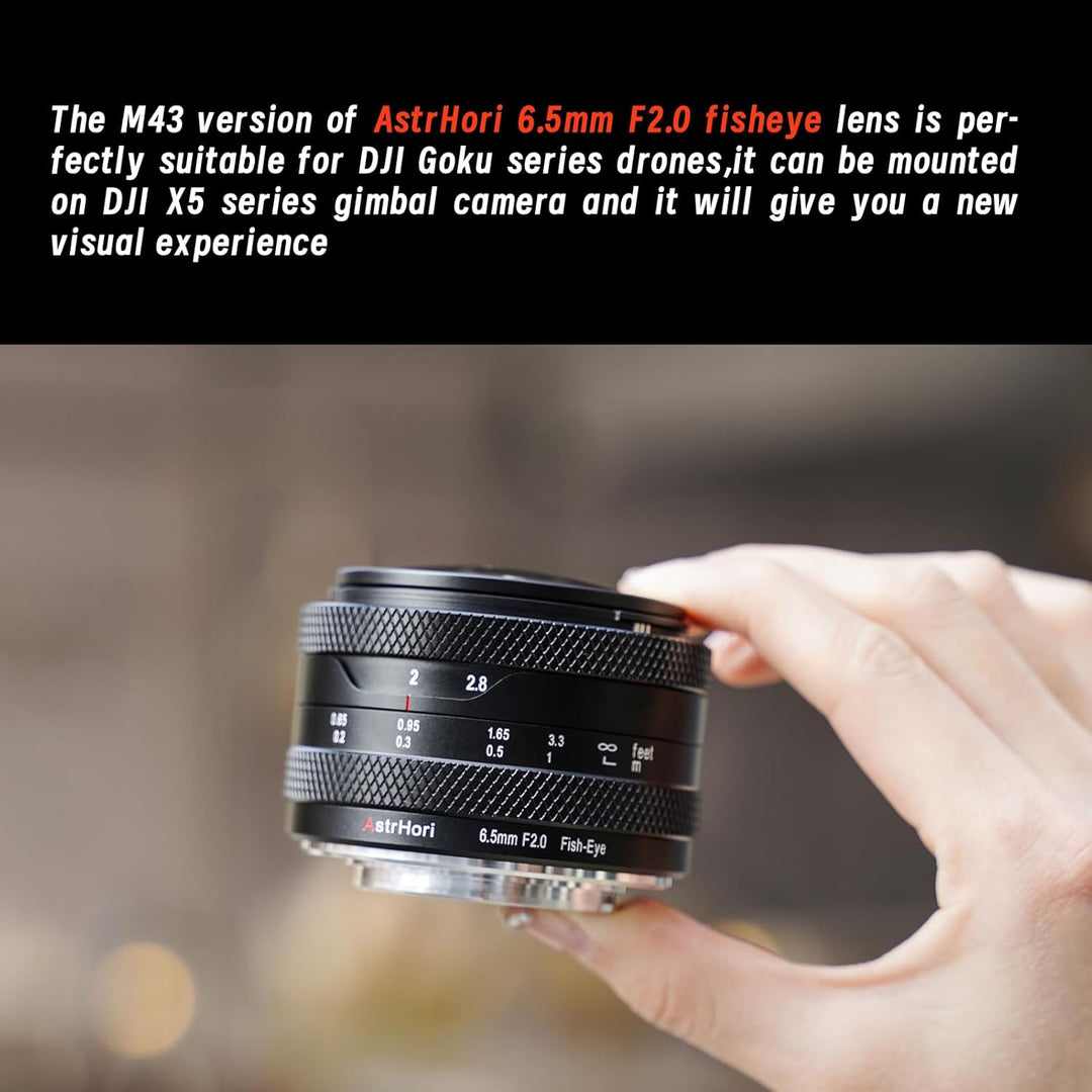 AstrHori 6.5mm F2.0 APS-C Fisheye Objektiv für Fuji X, Manueller Fokus 192° Ultraweitwinkel Objektiv